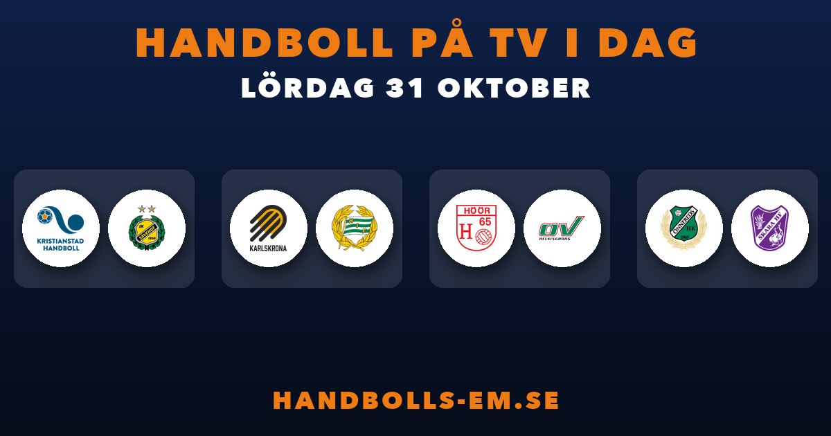 Handboll på tv i dag lördag 31 oktober. Grafik: Handbolls-EM.se
